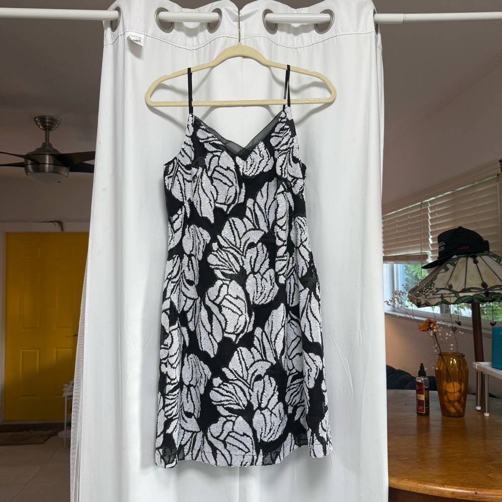 Black and White Floral Slip Dress